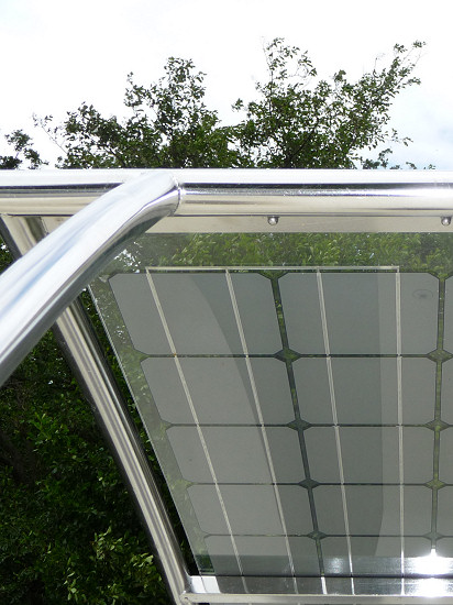 Solarzellen des Solarboots