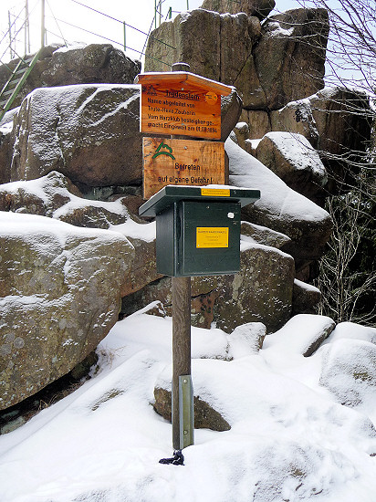 Stempelstelle für die Harzer Wandernadel - hier am Trudenstein