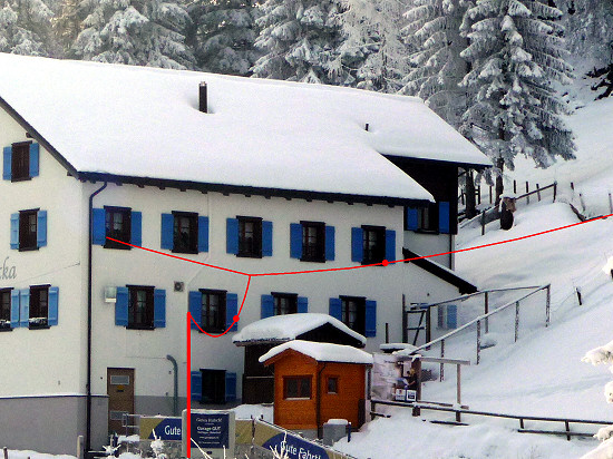 Antenne (nachgezeichnet) am Berggasthaus