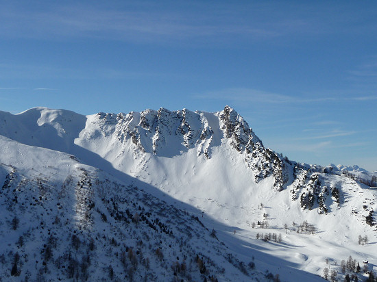 View from Sareis mountain (2003 m) to the Nospitz (2091 m, SOTA HB0/LI-010)