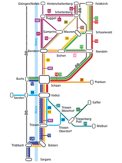 Streckenkarte der Busse von LIEmobil © LBA