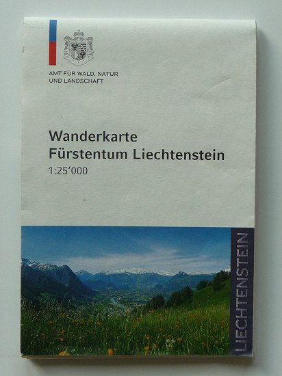 Hiking map of the Principality of Liechtenstein