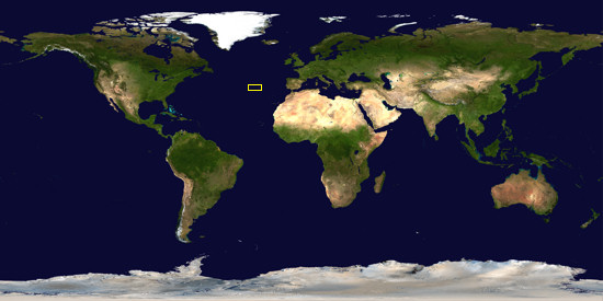 Weltkarte mit der Position der Azoren © NASA/Goddard Space Flight Center