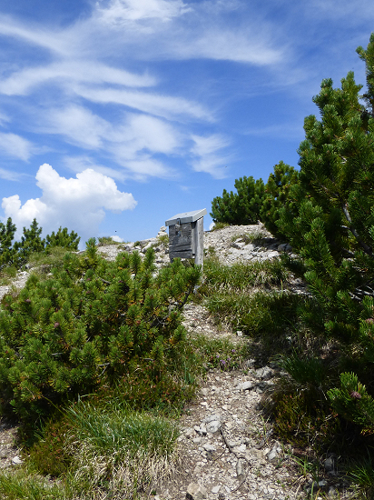 Gipfel des Helwangspitz samt Kasten mit Gipfelbuch