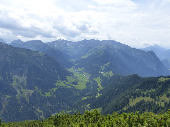 View from Helwangspitz into Samina valley and Valüna valley