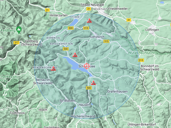 SOTA mapping project - 10 km Radius um Schluchsee